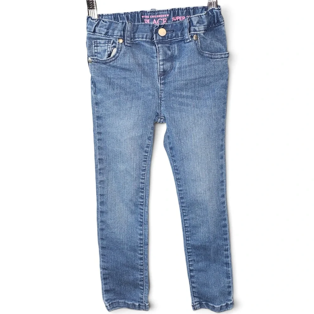 The Children's Place Super Skinny Jeans Girls 5T Blue Excellent Elastic Waist